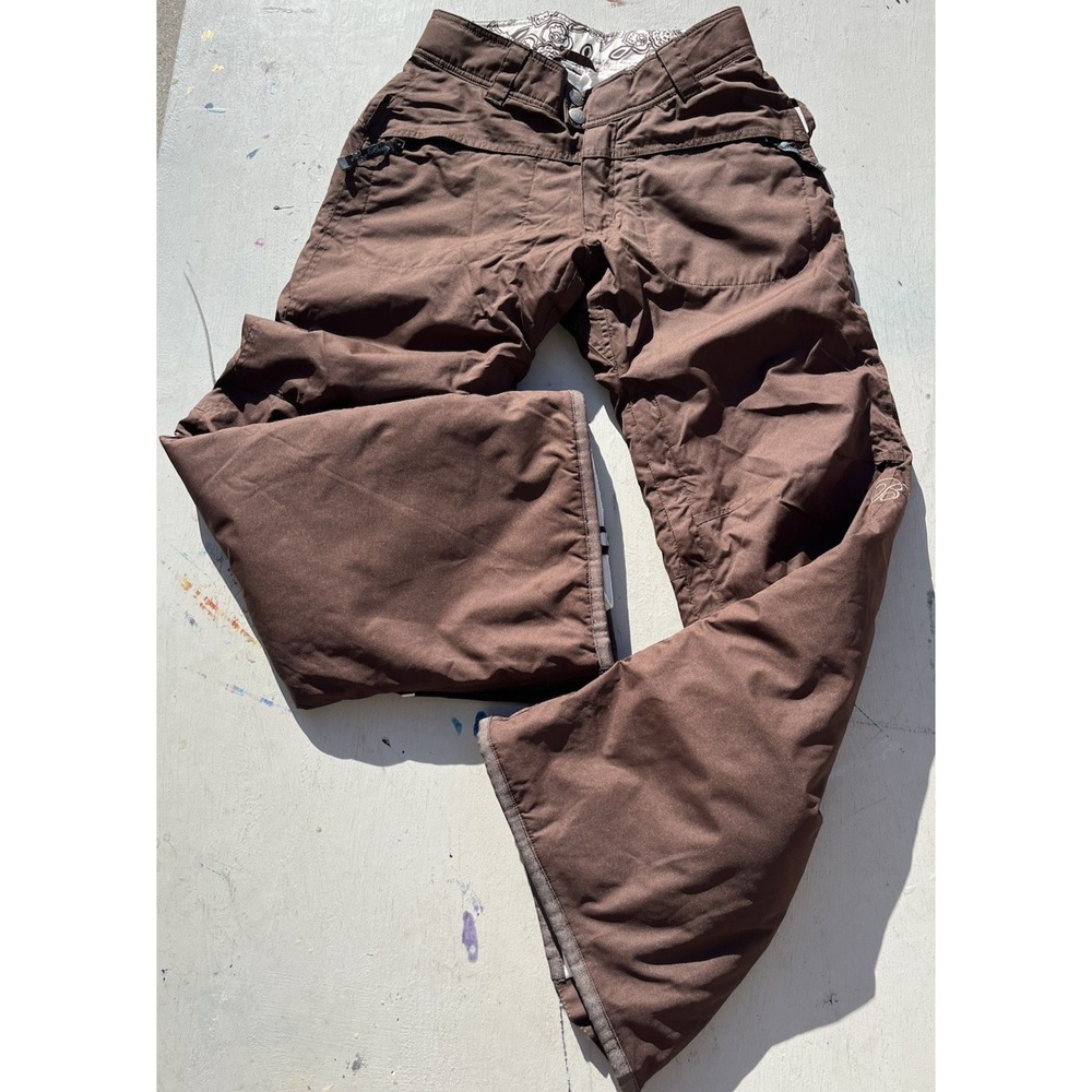 Women's Betty Rides Pants Brown Solid Snowboard Ski XS Poly Zip Pockets Elegant
